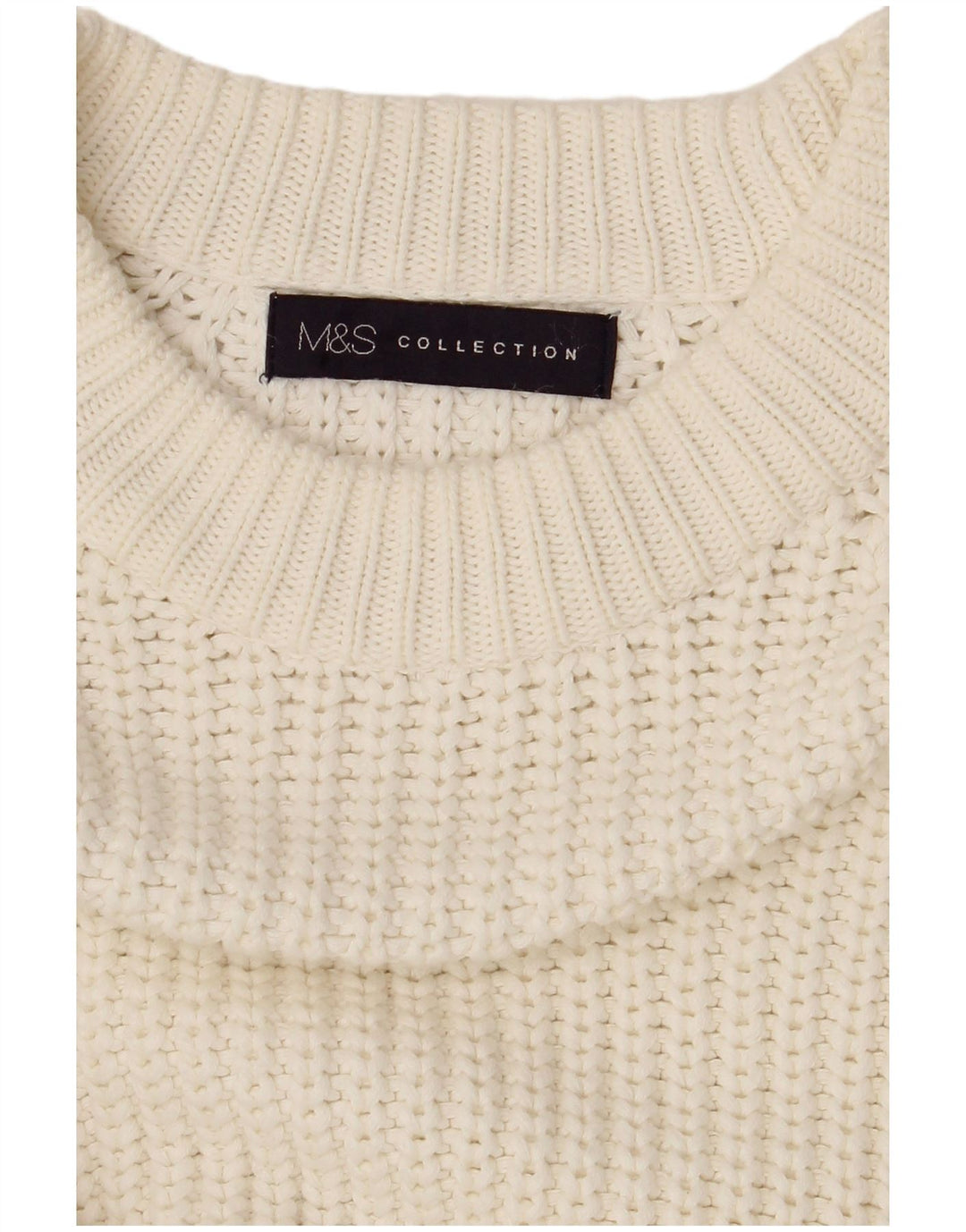 Marks & Spencer Jersey de cuello redondo para mujer, talla 40, color blanco roto