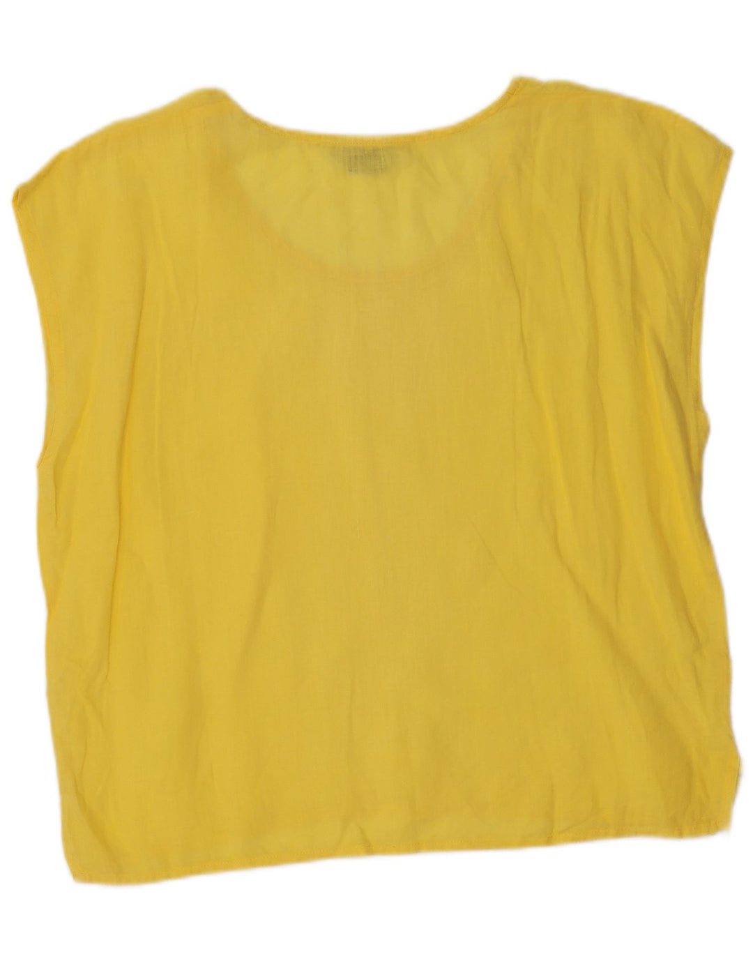 VINTAGE Blusa sin mangas para mujer Top UK 18 XL Lino amarillo