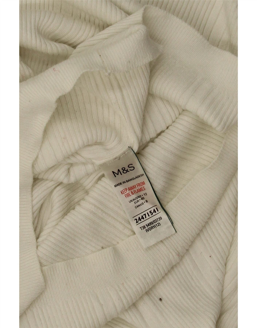 Marks & Spencer Suéter tipo jersey con cuello vuelto para mujer UK 12 Medium Off White