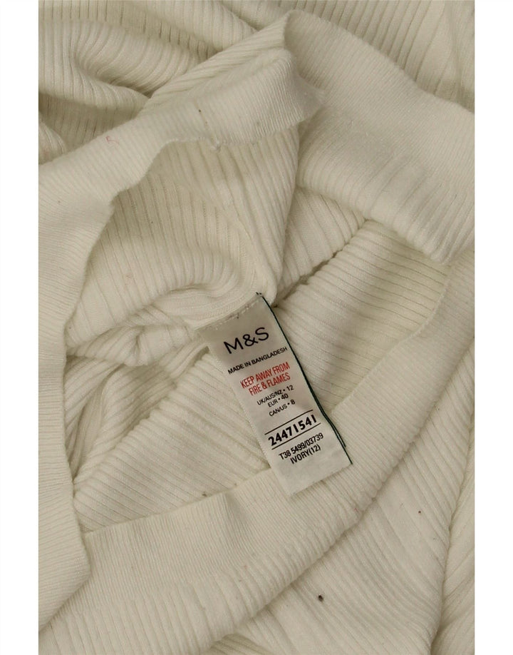 Marks & Spencer Suéter tipo jersey con cuello vuelto para mujer UK 12 Medium Off White