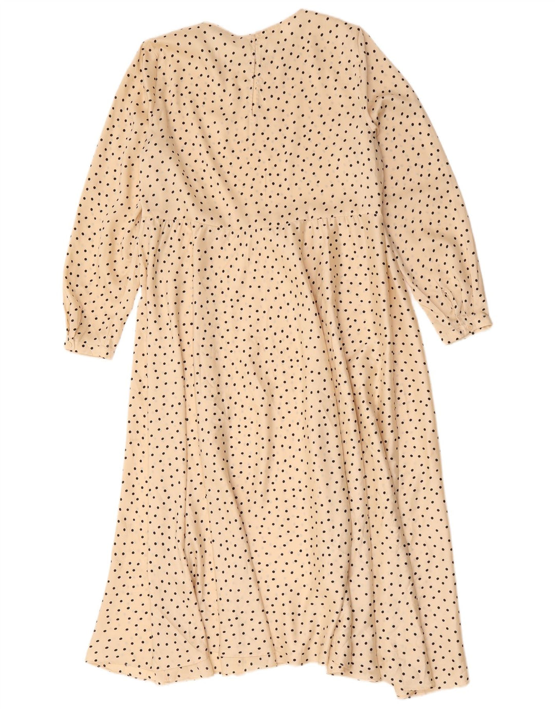 Zara Mujer Maxi Vestido De Manga Larga UK 44 Poliéster De Lunares Beige Medio