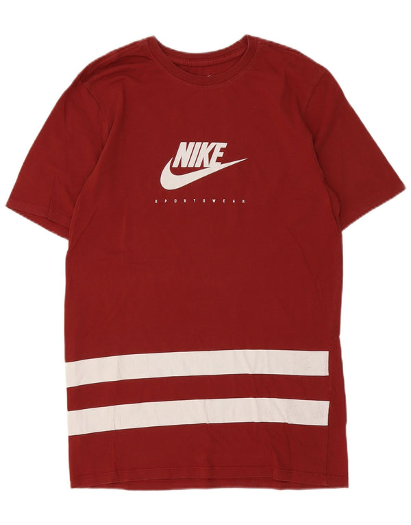 Nike Camiseta con gráfico de corte atlético para hombre Top pequeño a rayas burdeos
