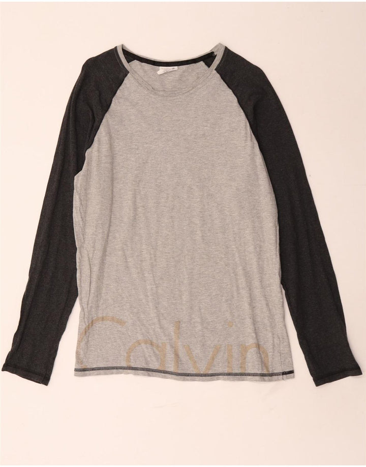 Calvin Klein Top gráfico de manga larga de algodón con bloques de color gris medio para hombre