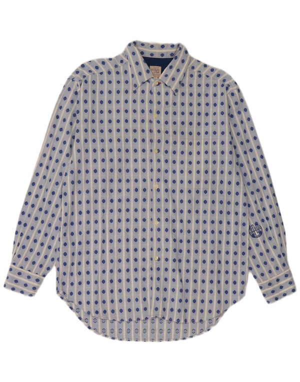 Camisa Replay Hombre Grande Azul Geométrico Algodón