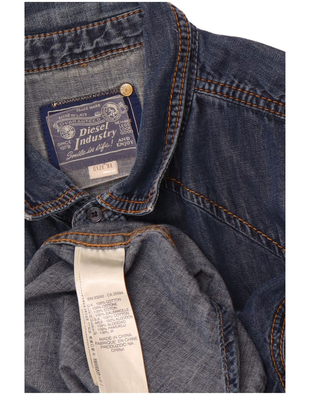 DIESEL Camisa Vaquera Hombre XL Algodón Azul