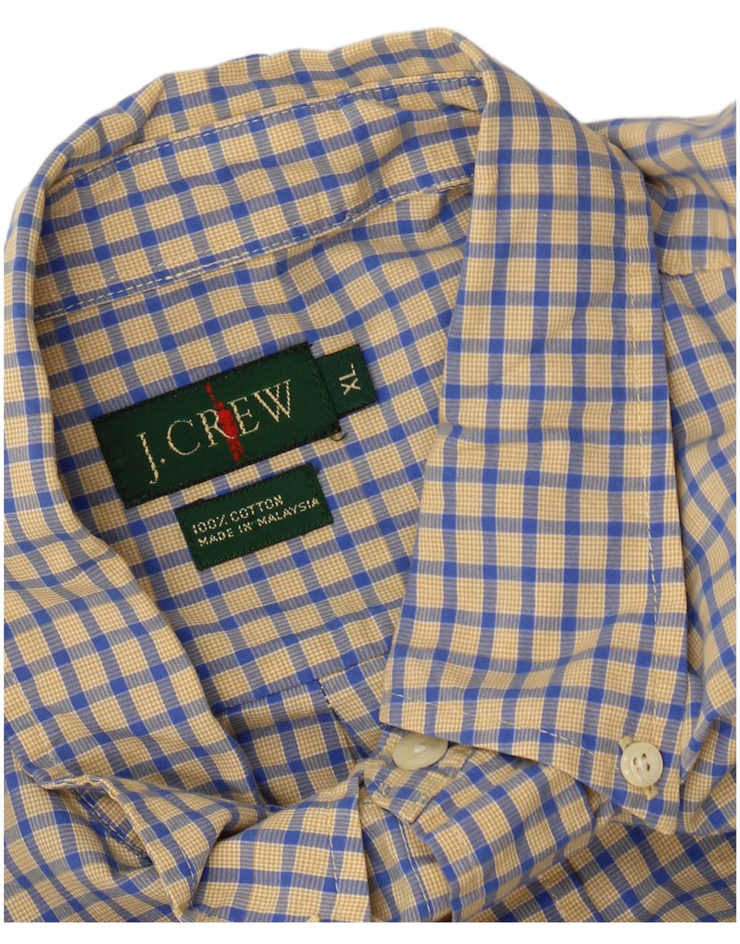 J. CREW Camisa para hombre XL Algodón a cuadros amarillos