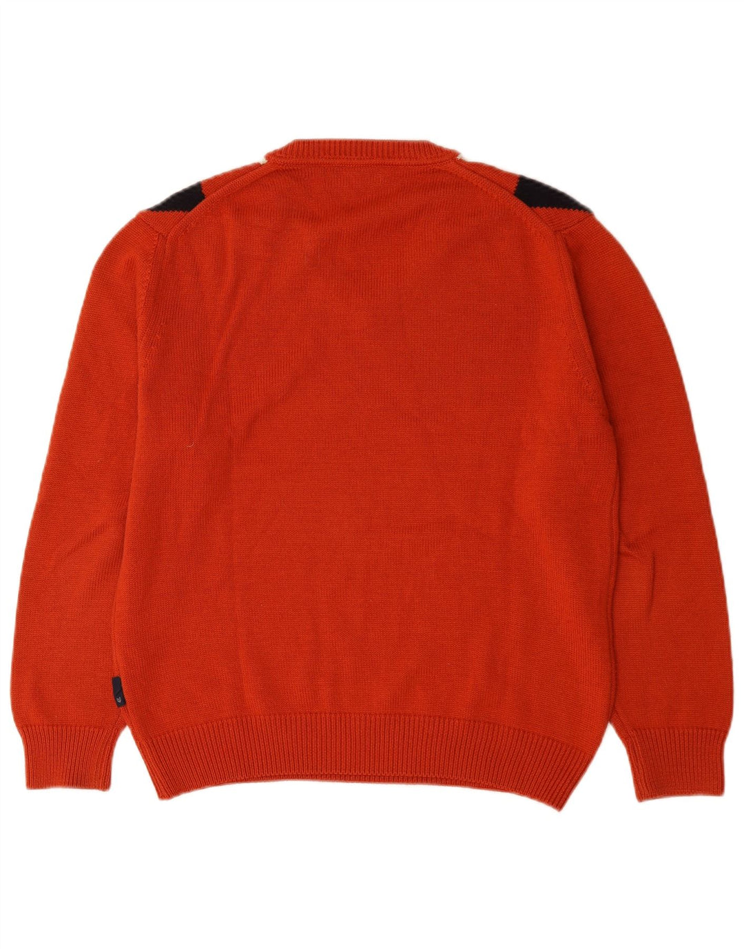 Re Del Mare Suéter con cuello en V para hombre Argyle naranja medio/lana de diamante