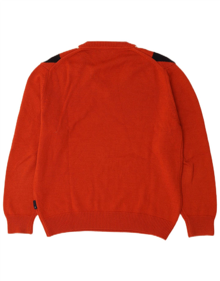 Re Del Mare Suéter con cuello en V para hombre Argyle naranja medio/lana de diamante