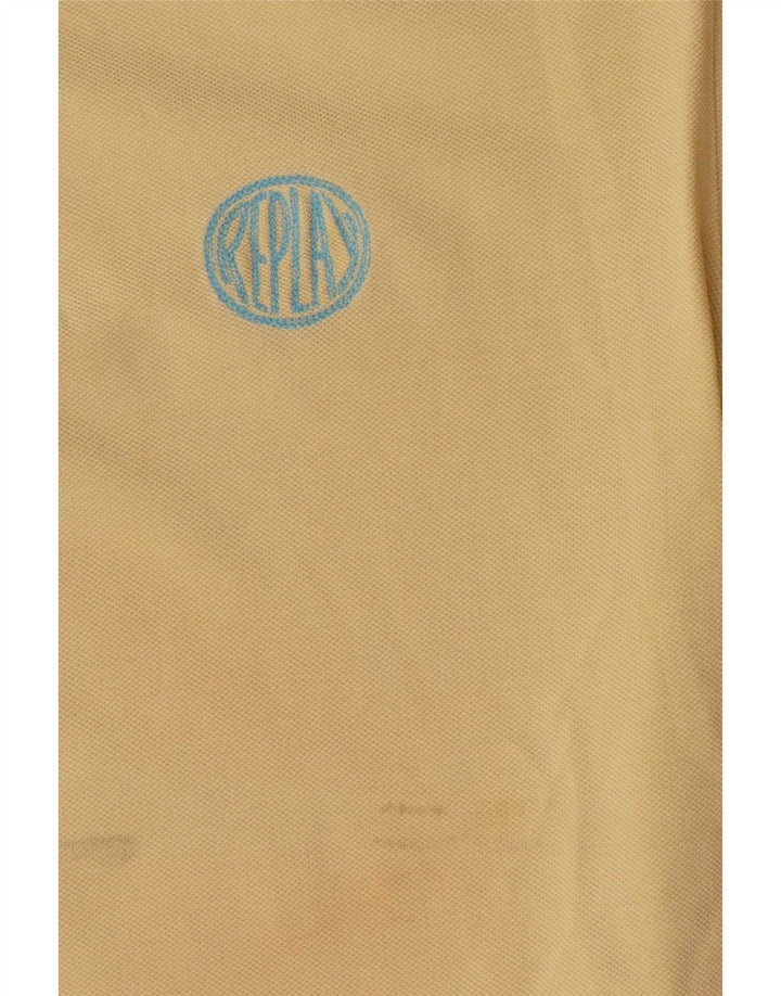 Replay Polo para hombre de algodón amarillo grande