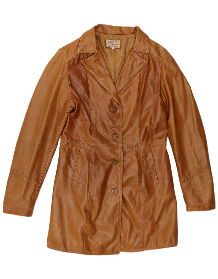 Abrigo de cuero para mujer Scout UK 42 Cuero marrón medio