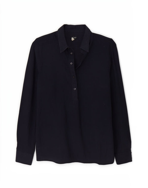 Camisa tipo pulóver para mujer Armani Jeans IT 42 Medium Navy Blue Linen