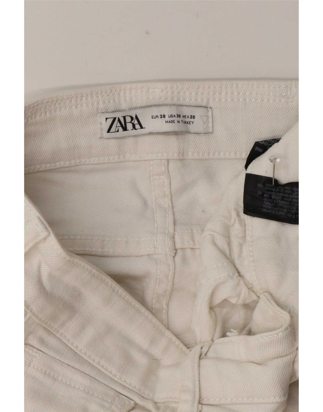 Zara Jeans ajustados desgastados para hombre EU 38 Small W30 L27 Algodón blanco