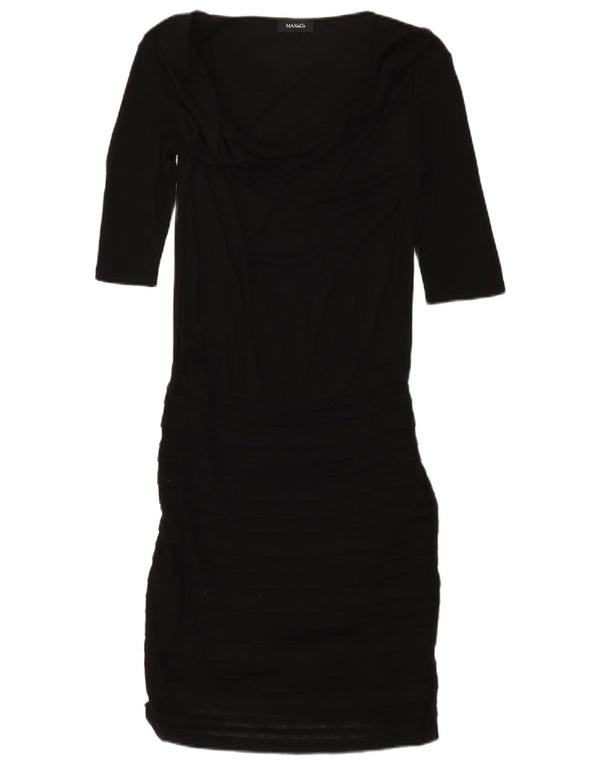 Max & Co. Vestido recto de manga 3/4 para mujer UK 8 Small Negro