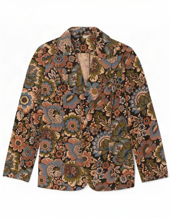 Vintage mujer chaqueta blazer abierta IT 42 medio multicolor floral