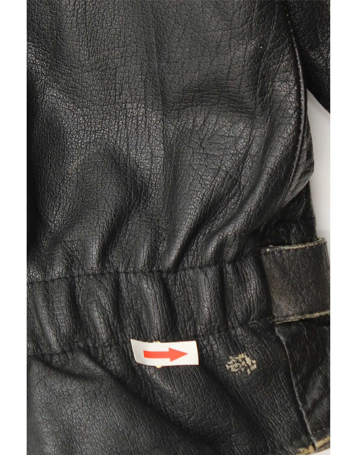 Vintage hombres cuero biker chaqueta Reino Unido 36 pequeño cuero negro