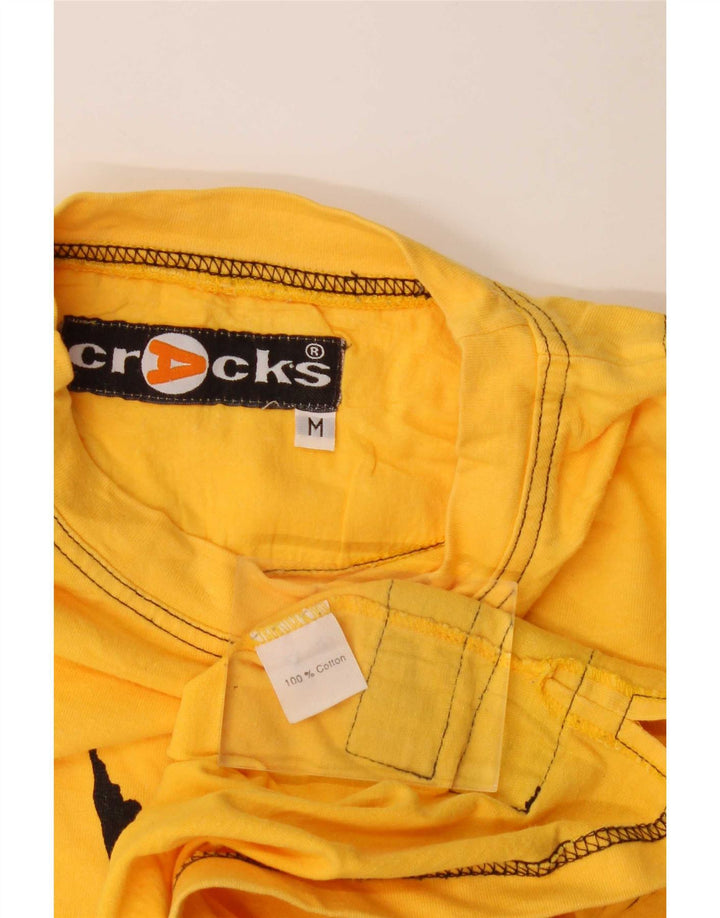 Top gráfico vintage para hombre de manga larga de algodón con bloques de color amarillo medio