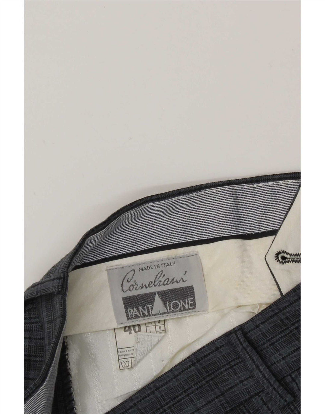 Corneliani Pantalón de traje con pinzas para hombre IT 46 Small W30 L30 Blue Check