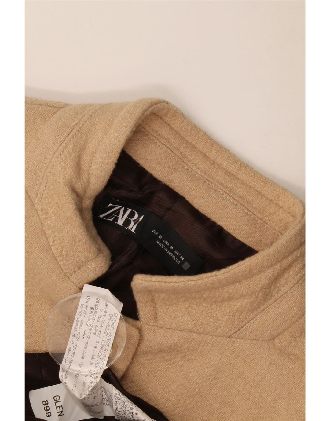 Zara Mujer Abrigo UK 42 Lana Beige Mediana