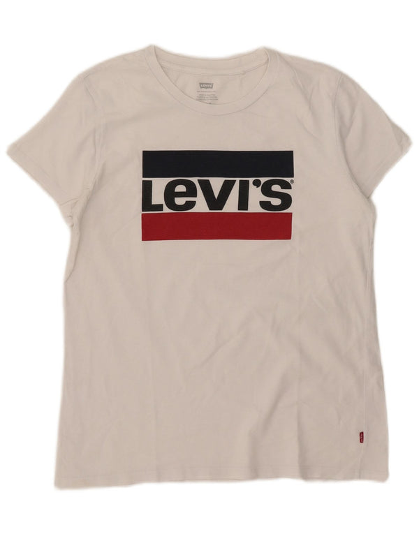 Levi's - Camiseta gráfica para mujer, talla 40, talla mediana, color blanco