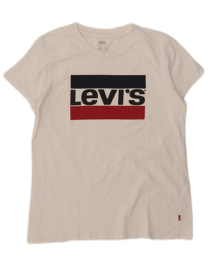 Levi's - Camiseta gráfica para mujer, talla 40, talla mediana, color blanco