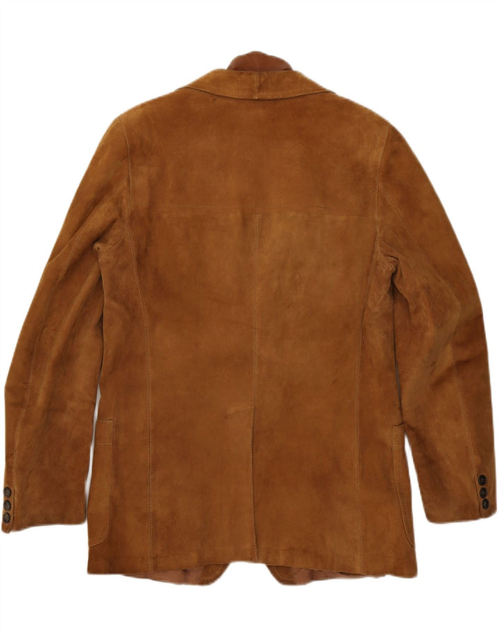 Vintage hombres 2 botones ante Blazer chaqueta Reino Unido 38 marrón medio