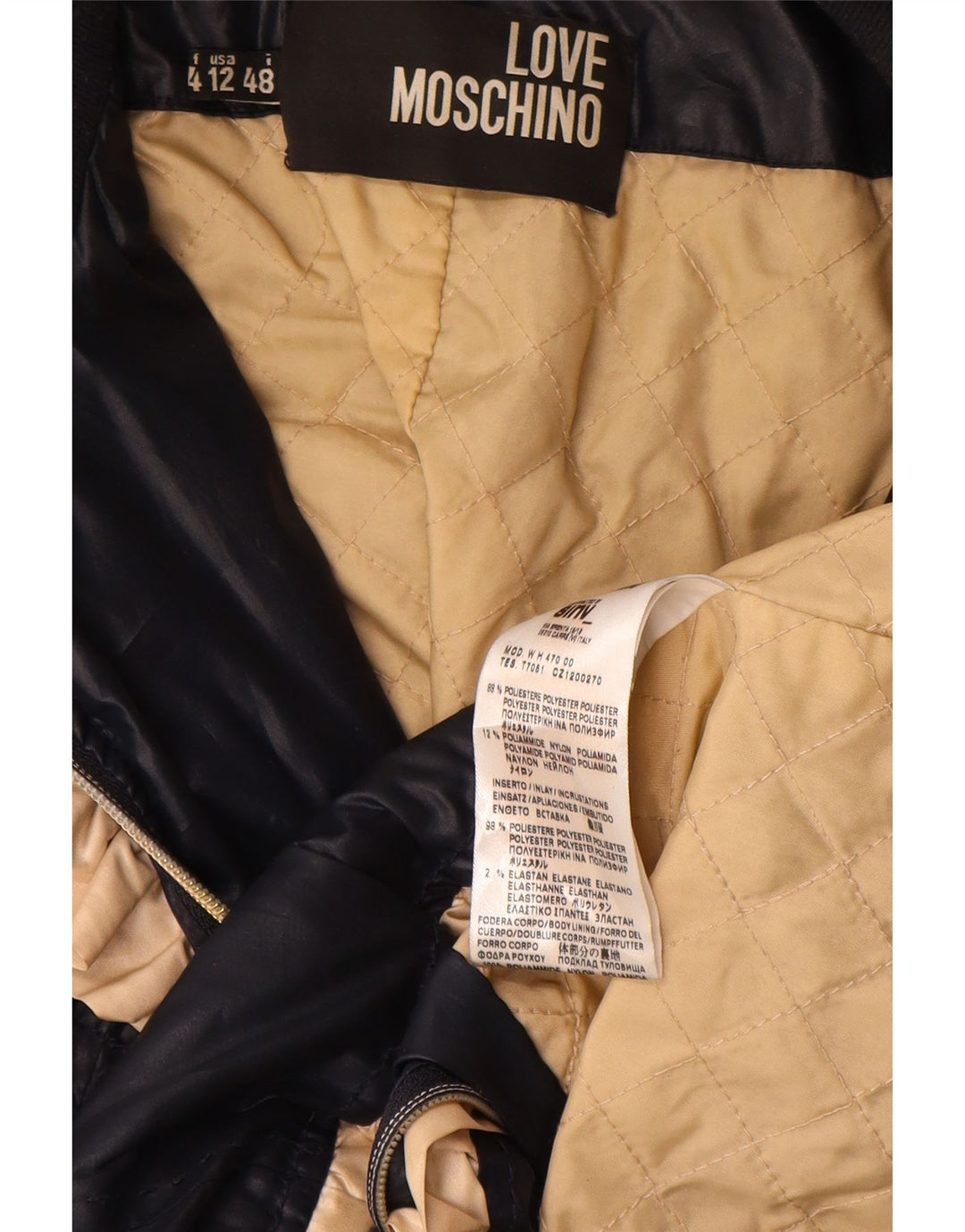 Moschino Chaqueta utilitaria para mujer US 12 Grande Azul marino Poliéster
