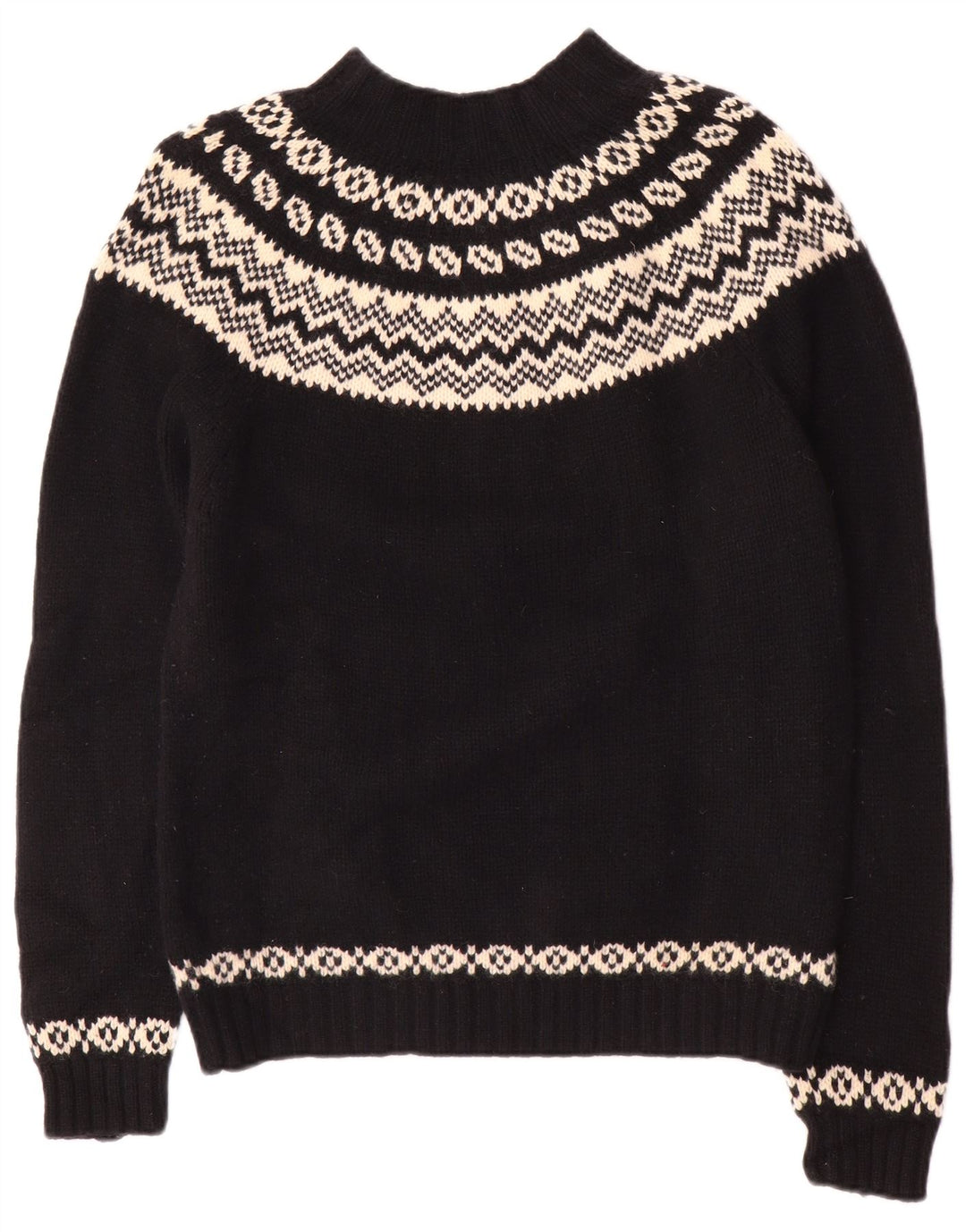 Nautica Suéter tipo jersey con cuello alto para hombre, lana Fair Isle negra mediana