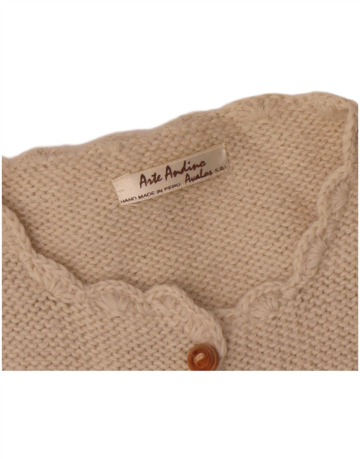 Vintage mujer crop cardigan suéter Reino Unido 14 beige medio