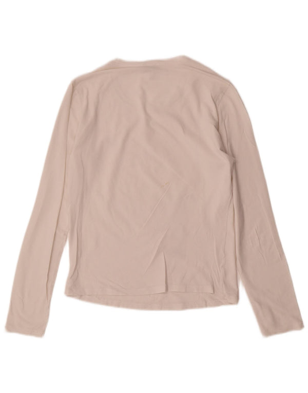 Armani Jeans Mujer Top Manga Larga UK 12 Medium Blanco