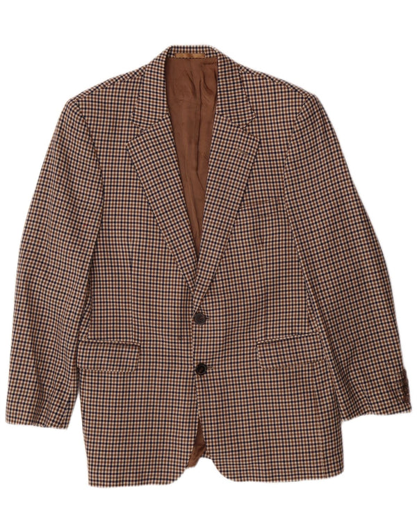 AQUASCUTUM Chaqueta tipo blazer para hombre UK 40 Large Brown Houndstooth Classic