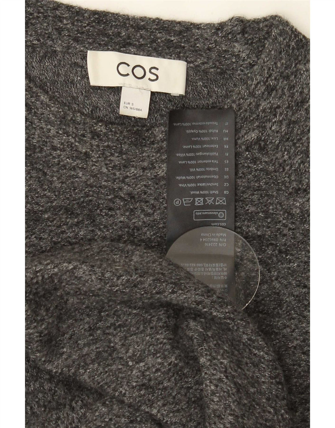 Cos Vestido tipo jersey extragrande de manga corta para mujer, talla 10, lana gris pequeña