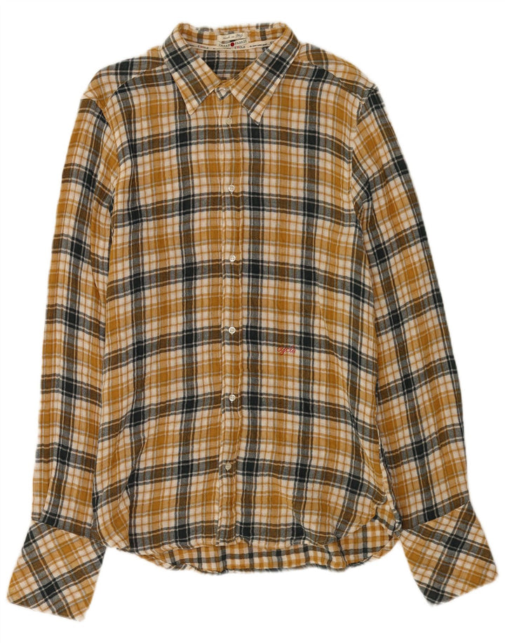 Cycle Camisa De Franela De Cuadros XL Algodón A Cuadros Amarillo Hombre