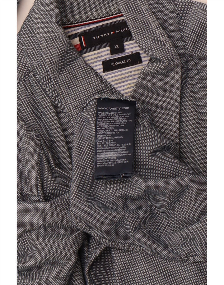 TOMMY HILFIGER Camisa de corte regular para hombre XL Algodón con lunares grises