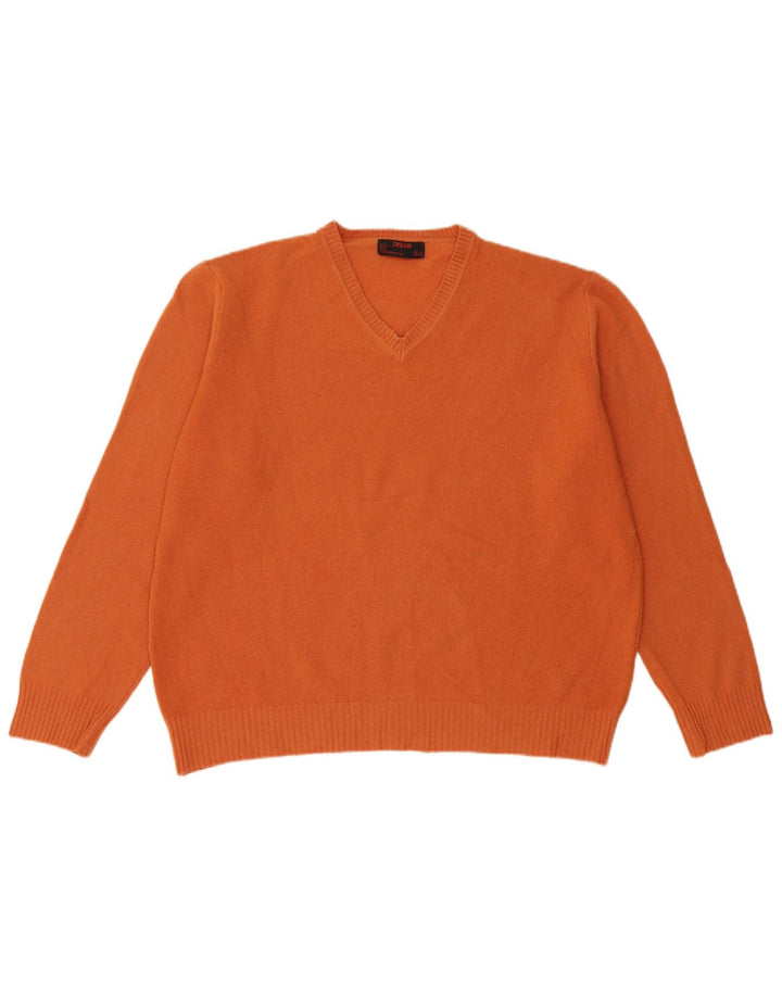 ZARA Hombre Jersey Cuello Pico XL Lana Naranja
