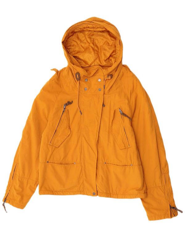 Zara Chaqueta cortavientos holgada con capucha para mujer UK 6 XS Poliéster amarillo