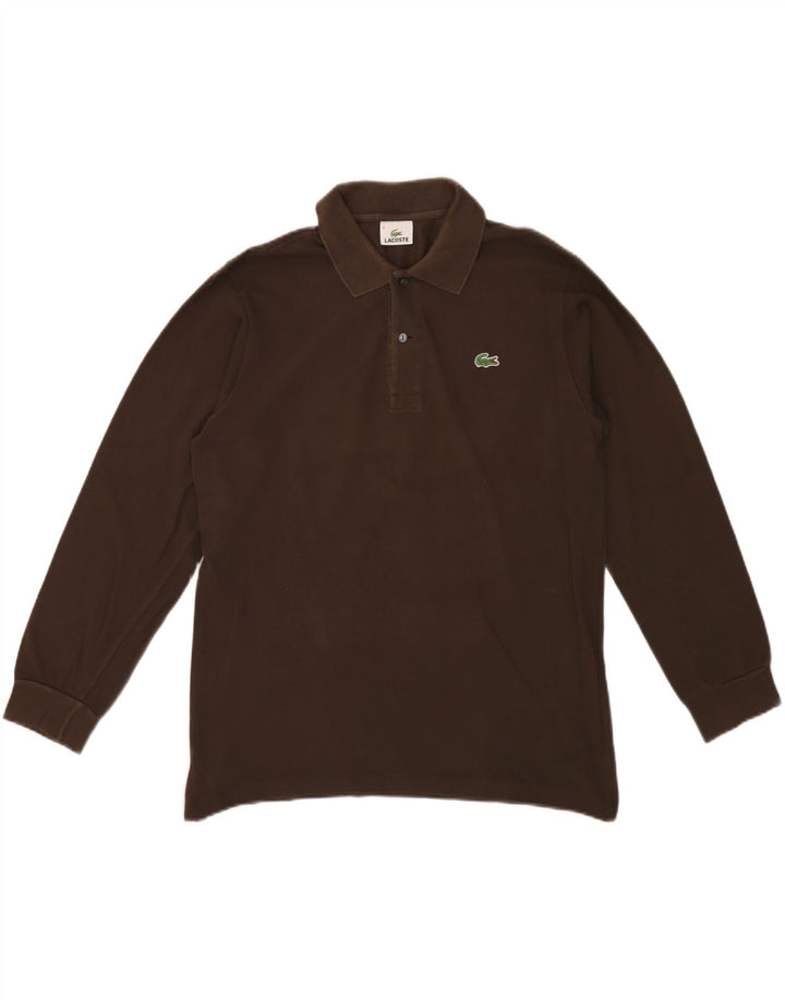 Lacoste Polo de manga larga para hombre talla 4 algodón marrón medio
