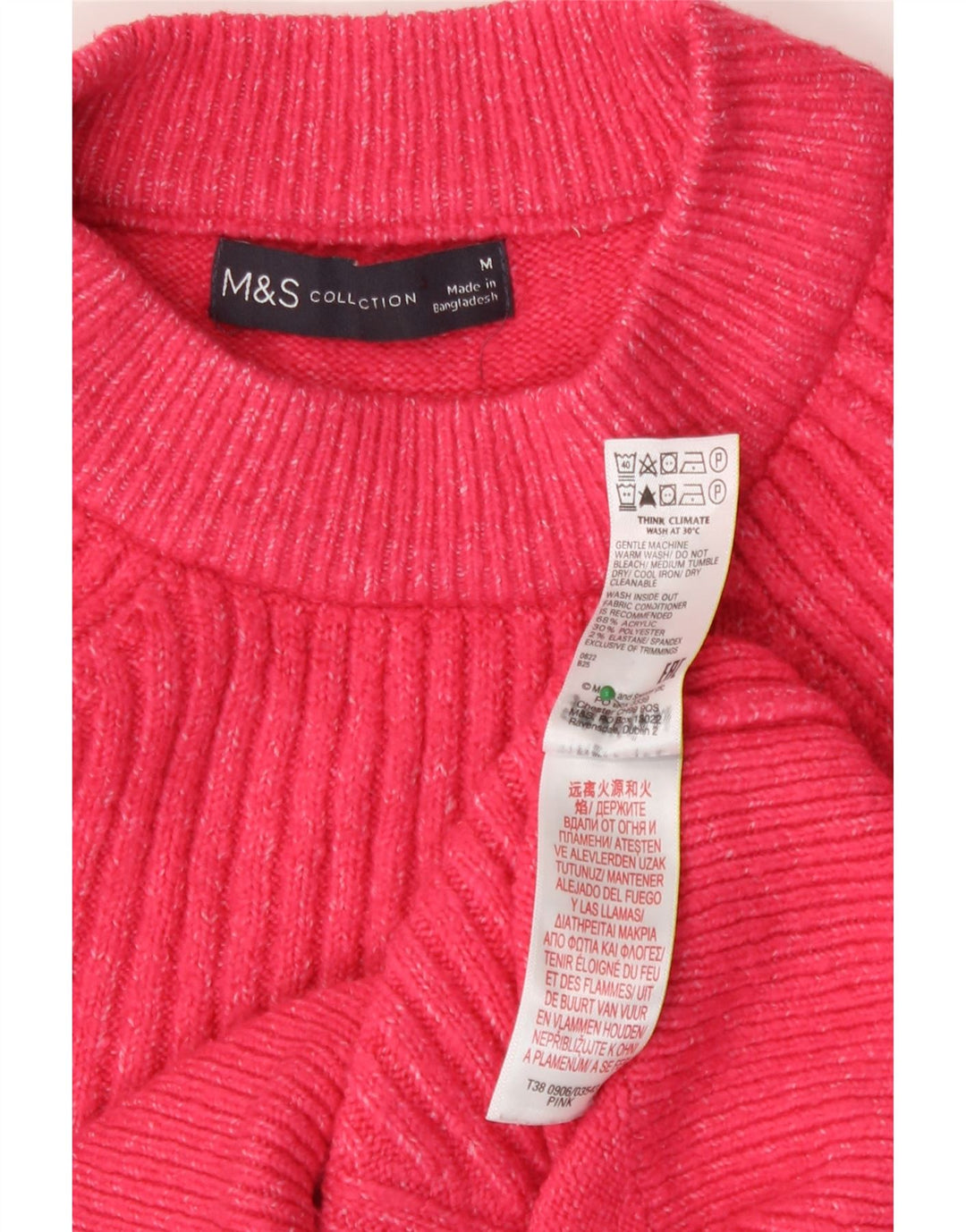 Marks & Spencer - Jersey corto con cuello redondo para mujer, talla 40, color rosa medio