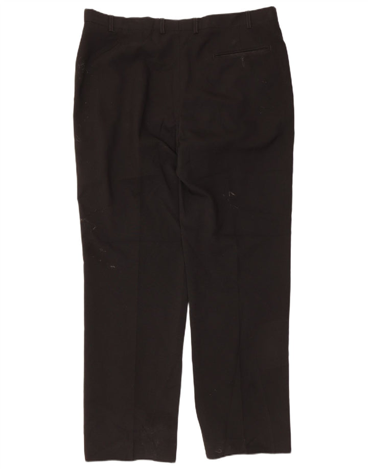 Marks & Spencer Pantalón de traje recto para hombre W38 L31 Poliéster negro