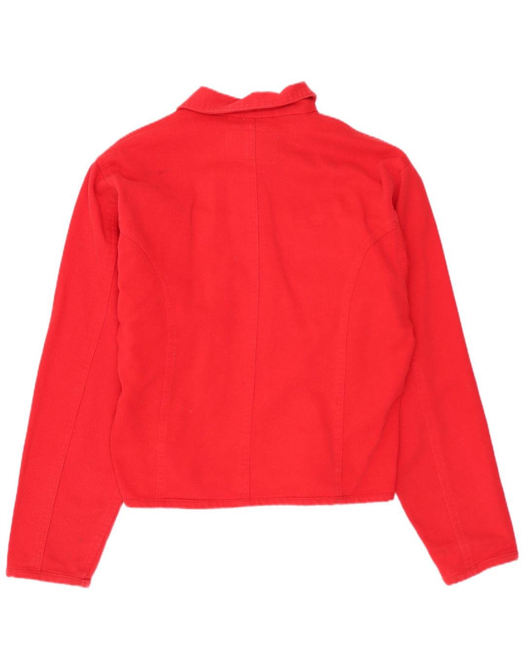 VINTAGE Mujer Crop Bomber Chaqueta Reino Unido 14 Algodón Rojo Grande