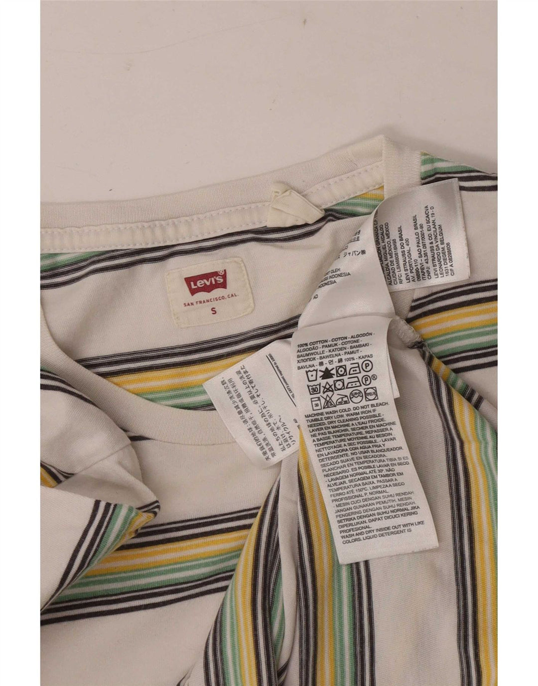 Camiseta Levi's Hombre Top Small De Algodón A Rayas Blancas