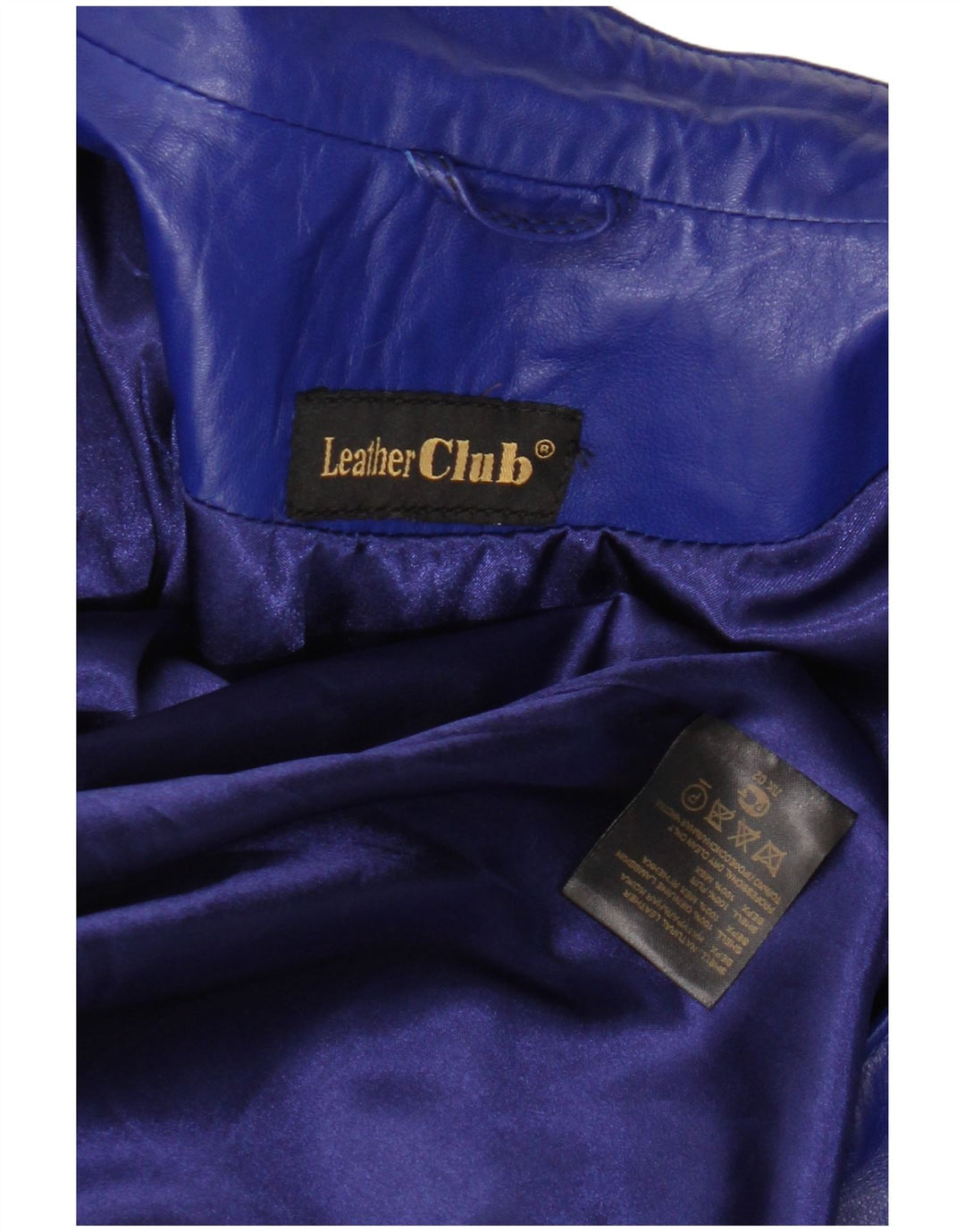 Vintage mujer chaqueta de cuero Reino Unido 14 cuero azul medio