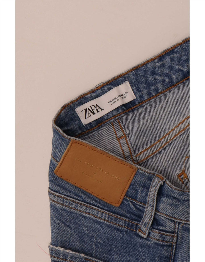 Zara Jeans Slim Desgastados para Mujer EU 40 Medium W30 L26 Azul