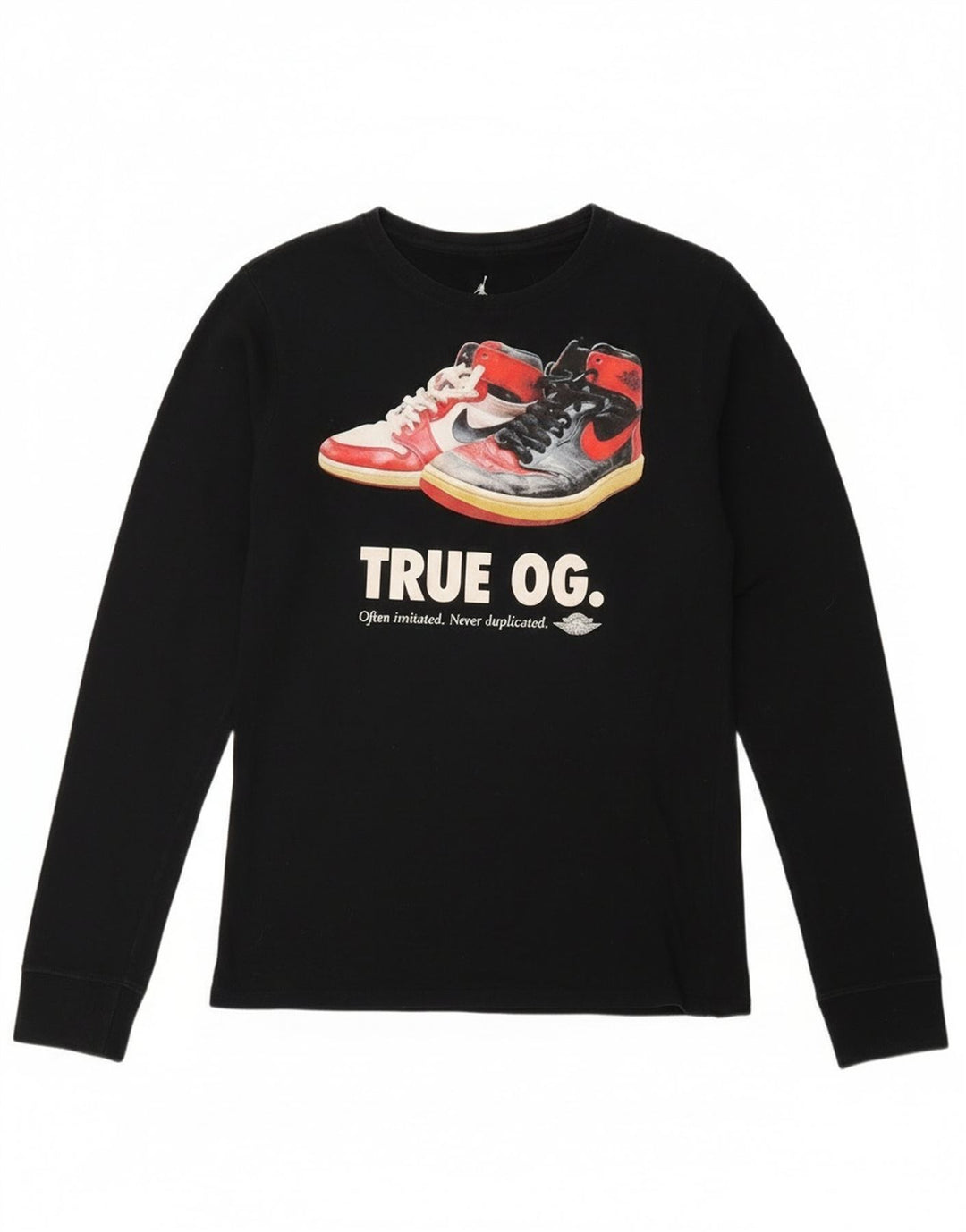 Jordan Mens Graphic Top Manga Larga Pequeño Algodón Negro