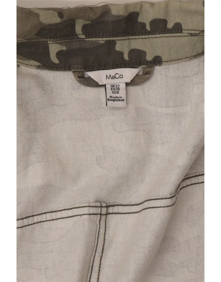 M&Co Chaqueta militar para mujer UK 40 Algodón de camuflaje verde medio