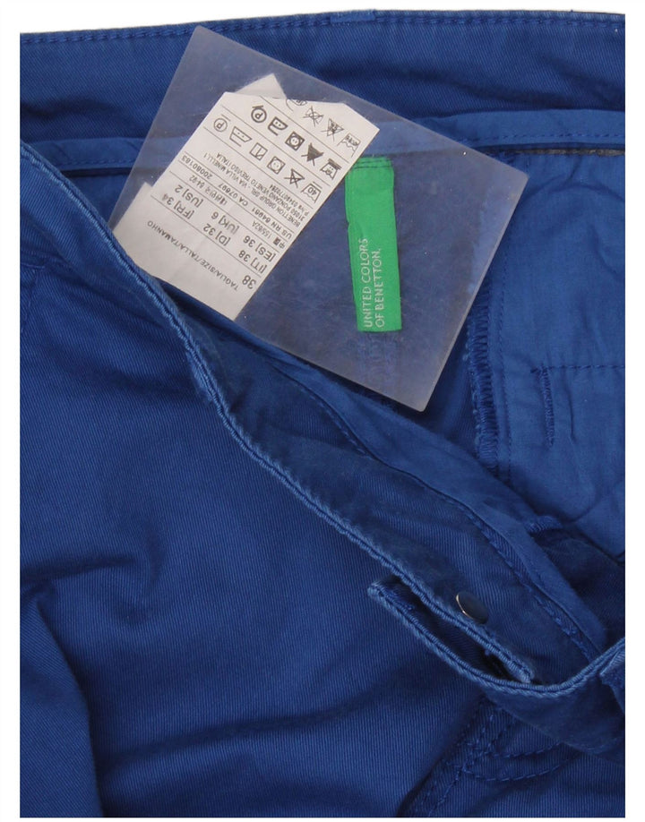 BENETTON Pantalones chinos acampanados para mujer UK 6 XS W26 L33 Algodón azul