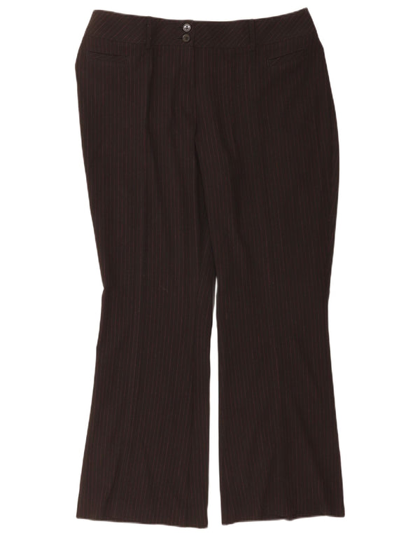 Marks & Spencer Womens Casual Trousers UK 16 Large W34 L30 Black Pinstripe