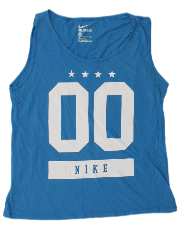 NIKE Camiseta sin mangas gráfica para mujer UK 44 Algodón azul medio