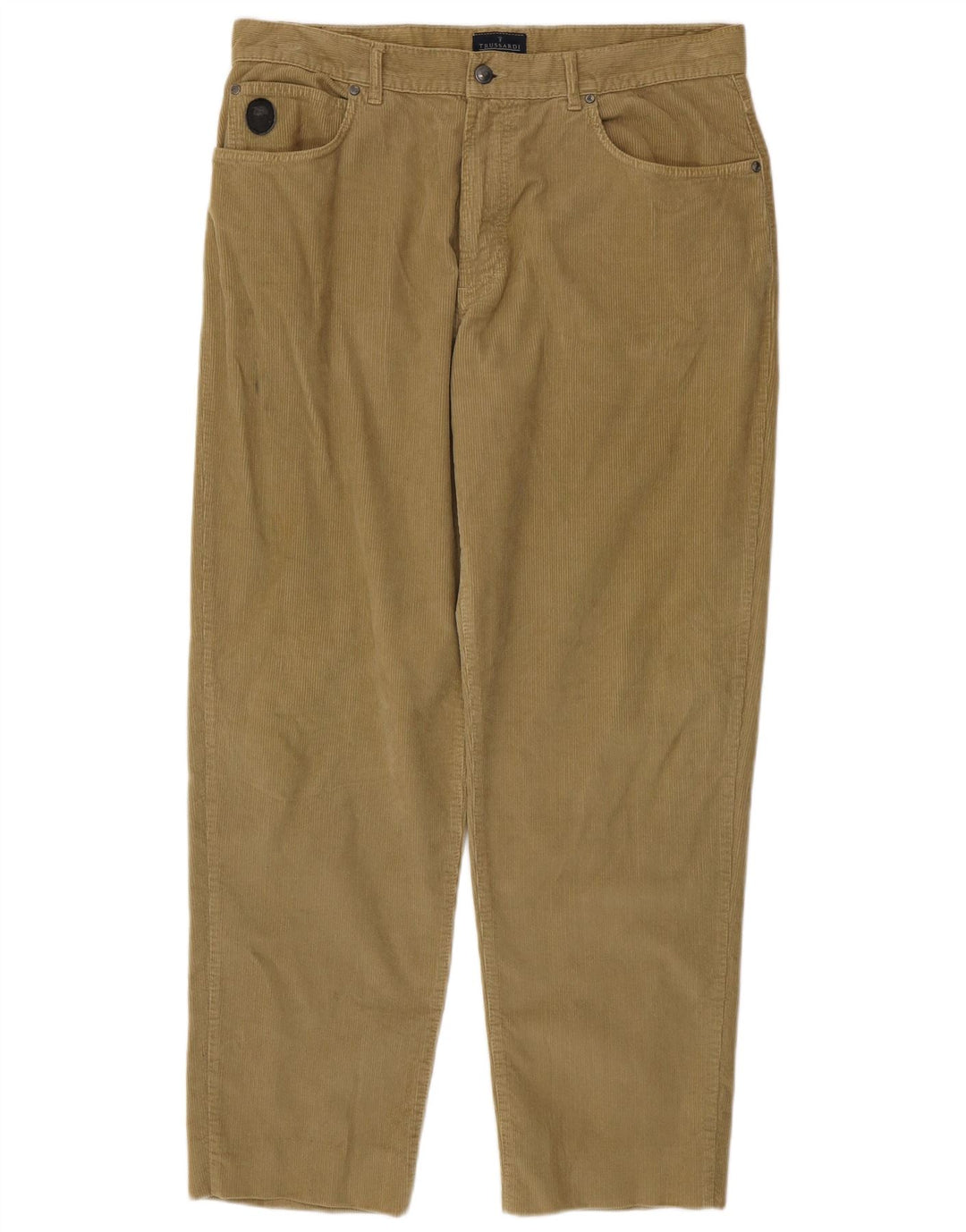 TRUSSARDI Pantalón recto de pana para hombre IT 54 2XL W40 L32 Algodón caqui