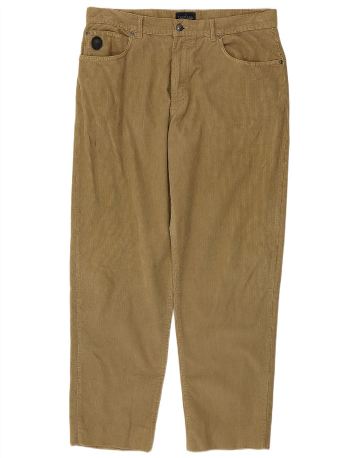 TRUSSARDI Pantalón recto de pana para hombre IT 54 2XL W40 L32 Algodón caqui