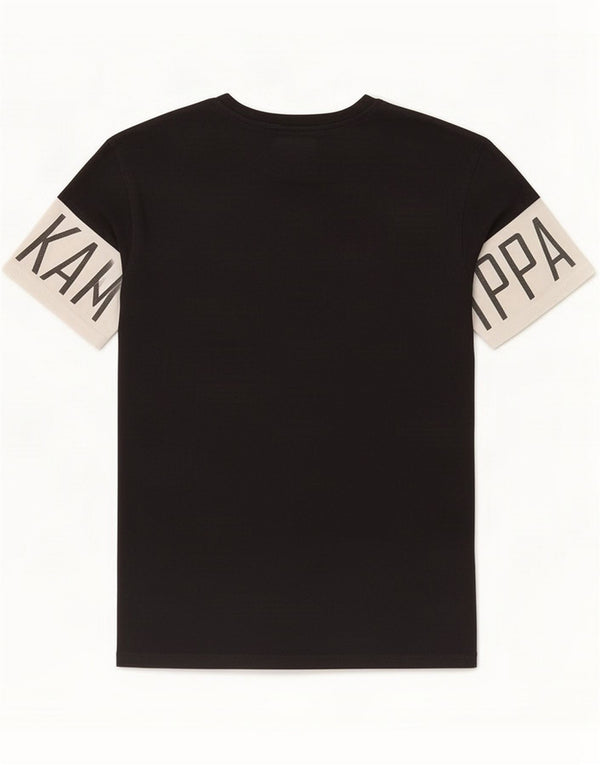 Kappa Hombre Camiseta Gráfica Top Small Negro Colorblock Algodón